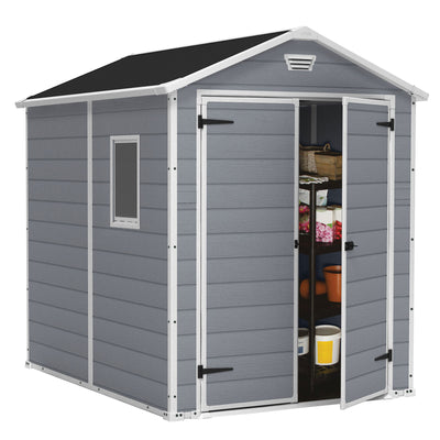 Keter 213413 Manor 6 X 8 DD All Weather Resistant Storage Shed, Grey (Used) - VMInnovations