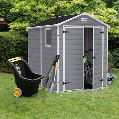 Keter 213413 Manor 6 X 8 DD All Weather Resistant  Storage Shed, Grey (Open Box)
