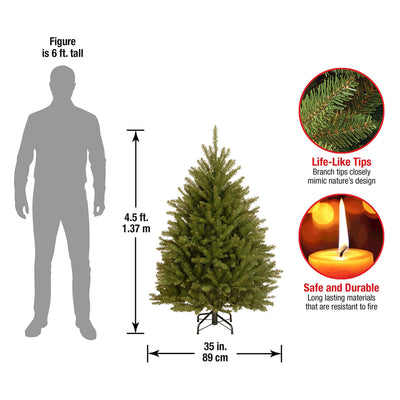 National Tree Company Dunhill Fir 4.5 Foot Christmas Tree & Color String Lights