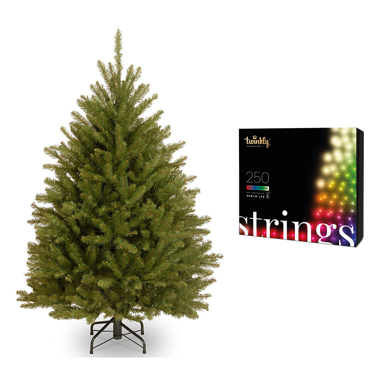 National Tree Company Dunhill Fir 4.5 Foot Christmas Tree & Color String Lights