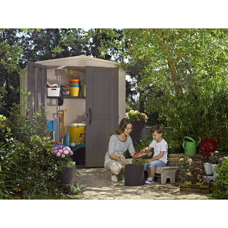 Keter 213562 Factor 6 x 6 All Weather Resistant Outdoor Storage Shed, Beige