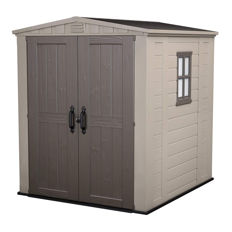 Keter 213562 Factor 6 x 6 All Weather Resistant Outdoor Storage Shed, Beige