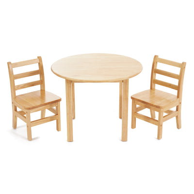 ECR4Kids 30 Inch Hardwood Round Table w/ 2 Chair Play Set for Activities (Used) - VMInnovations