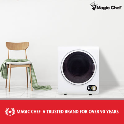 Magic Chef 1.5 Cubic Feet Compact Home Laundry Dryer Machine, White (Damaged)