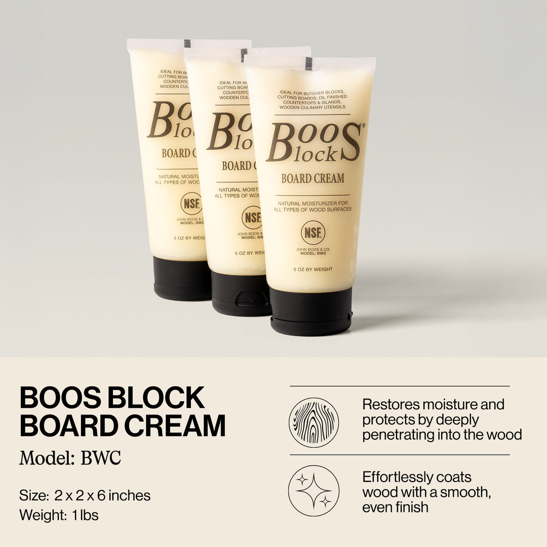 John Boos Walnut Wood Juice Groove Cutting Board w/Boos Block Care Cream, 3 Pack