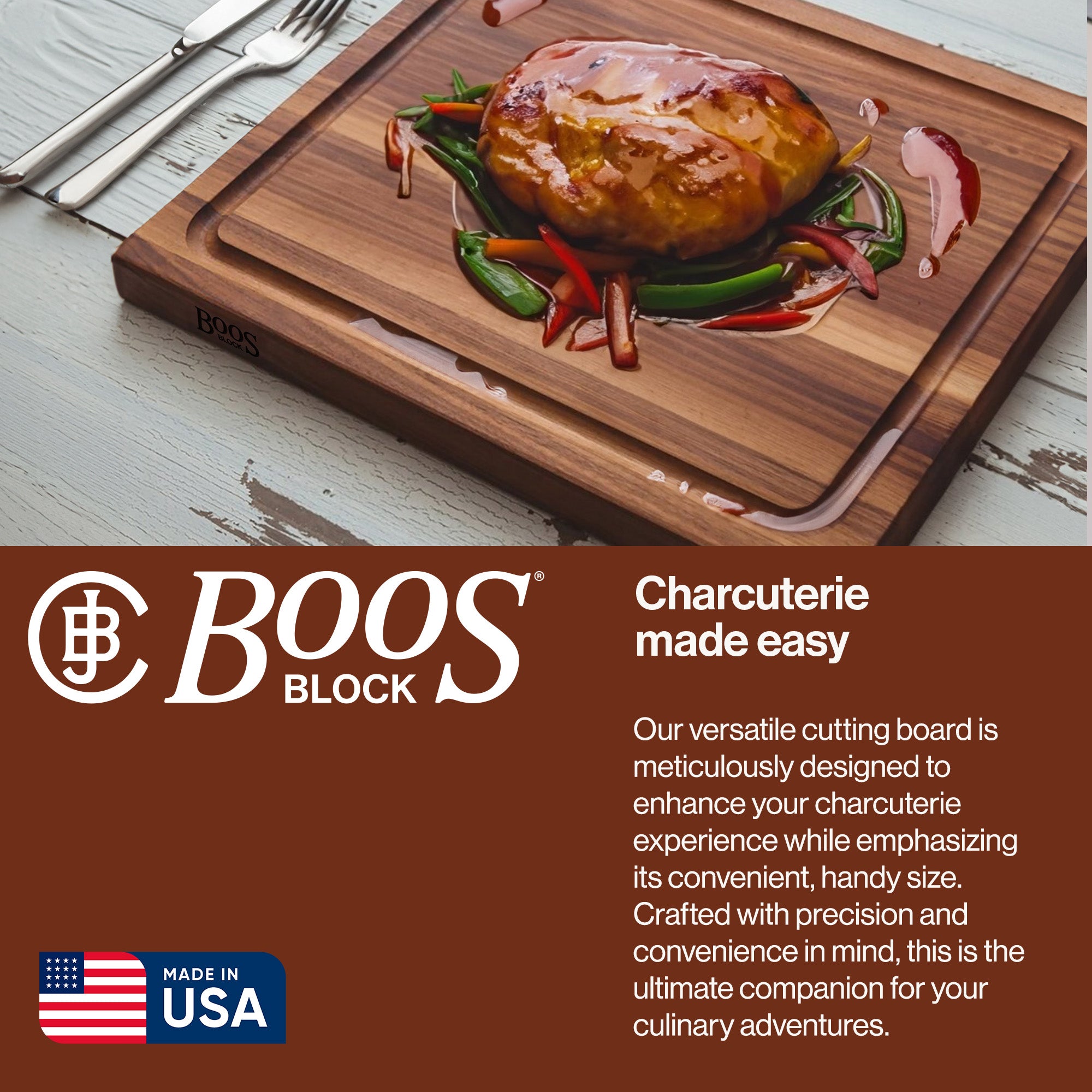 John Boos Walnut Wood Juice Groove Cutting Board w/Boos Block Care Cream, 3 Pack - VMInnovations