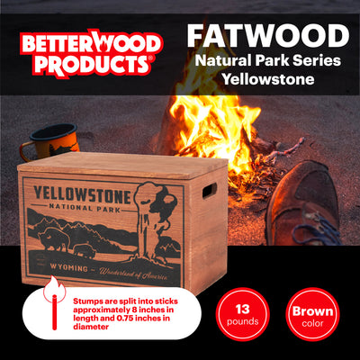 Better Wood Products Protect the Parks Fatwood Firestarter Crate, Yellowstone - VMInnovations