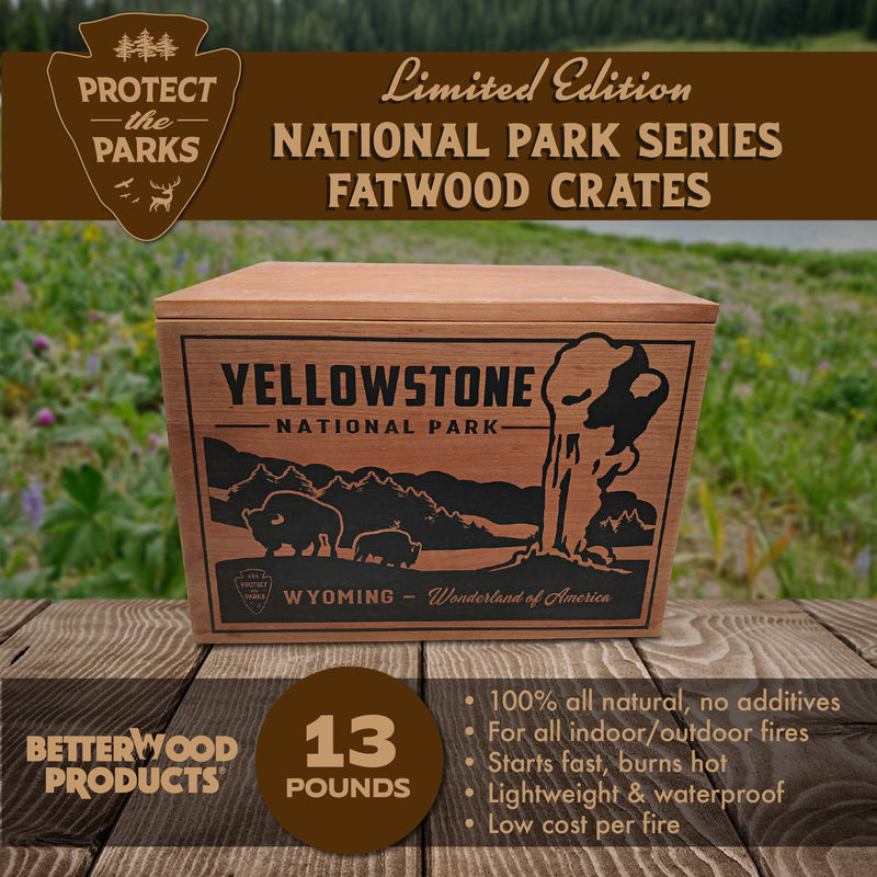 Better Wood Products Protect the Parks Fatwood Firestarter Crate, Yellowstone