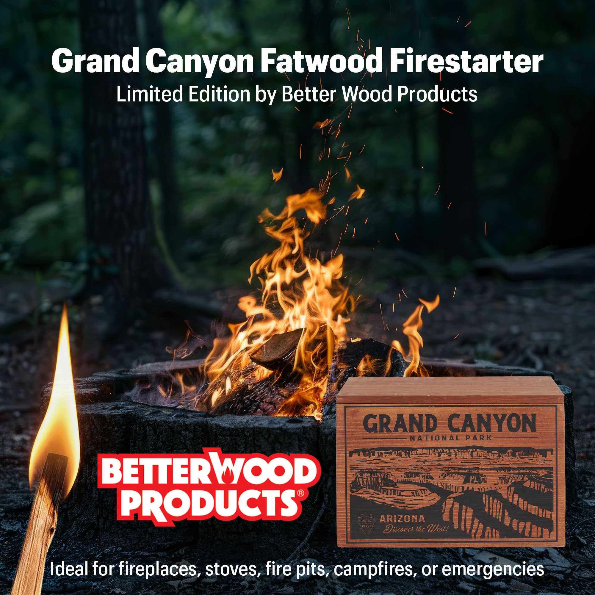 Better Wood Products Protect the Parks Fatwood Firestarter Sticks, Grand Canyon - VMInnovations