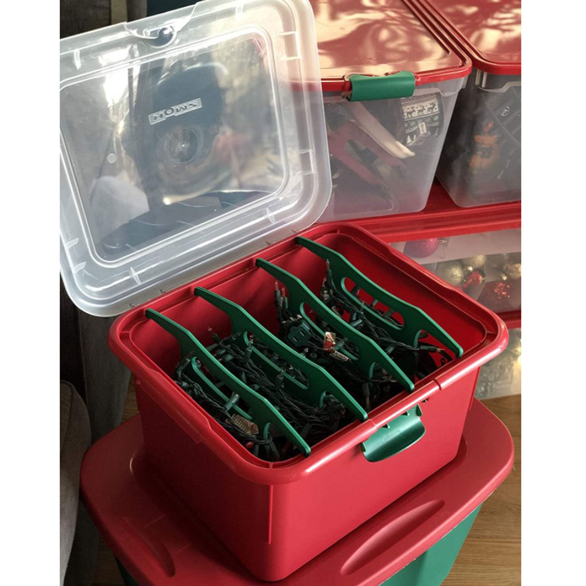 Homz Products Holiday Light Storage Box Bin w/ 4 Cord Wrap Organizers (Open Box) - VMInnovations