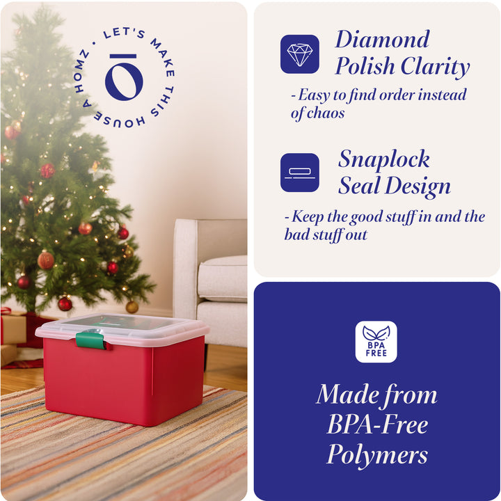 Homz Products Holiday Christmas Light Storage Box Bin w/ 4 Cord Wrap Organizers - VMInnovations