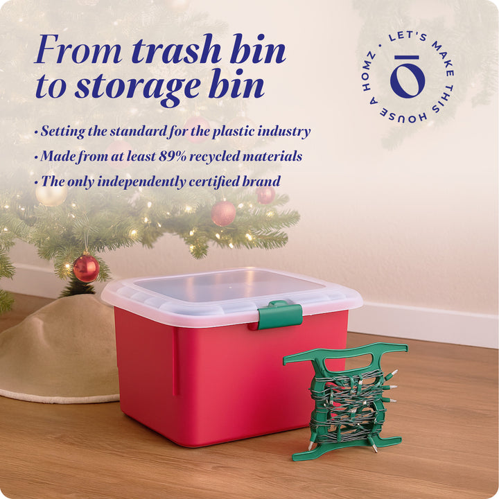 Homz Products Holiday Christmas Light Storage Box Bin w/ 4 Cord Wrap Organizers - VMInnovations