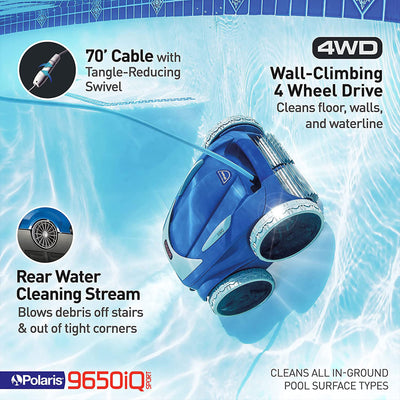 Polaris Sport 4WD Wi-Fi Robotic Inground Swimming Pool Cleaner w/ Caddy (Used)