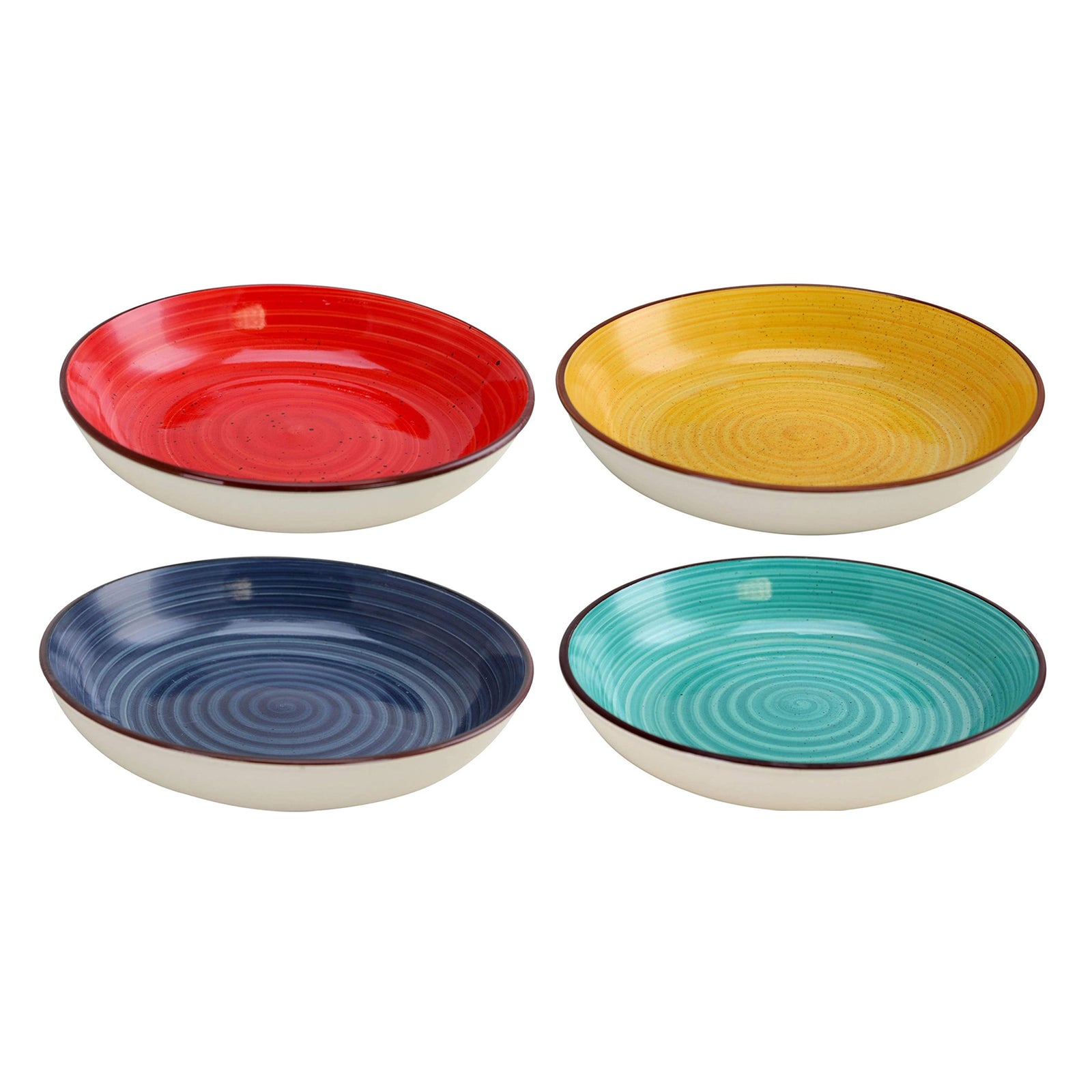 Gibson Color Speckle 4 Piece Stoneware Salad Bowl Dish Set, Assorted Colors - VMInnovations