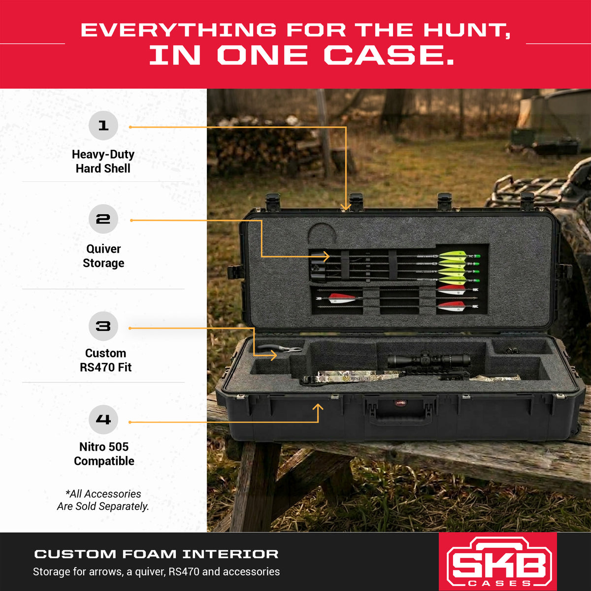 SKB iSeries 10 Point Vapor RS470 Heavy Duty UV Resistant Crossbow Case, Black