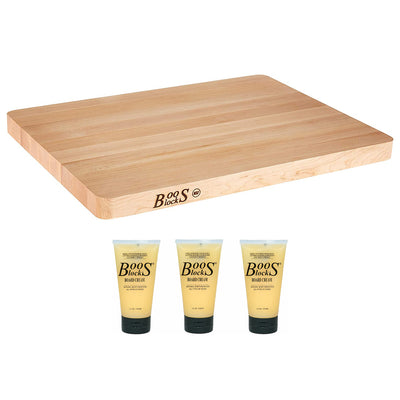John Boos Maple Wood Chop N Slice Reversible Cutting Board & Block Natural Cream