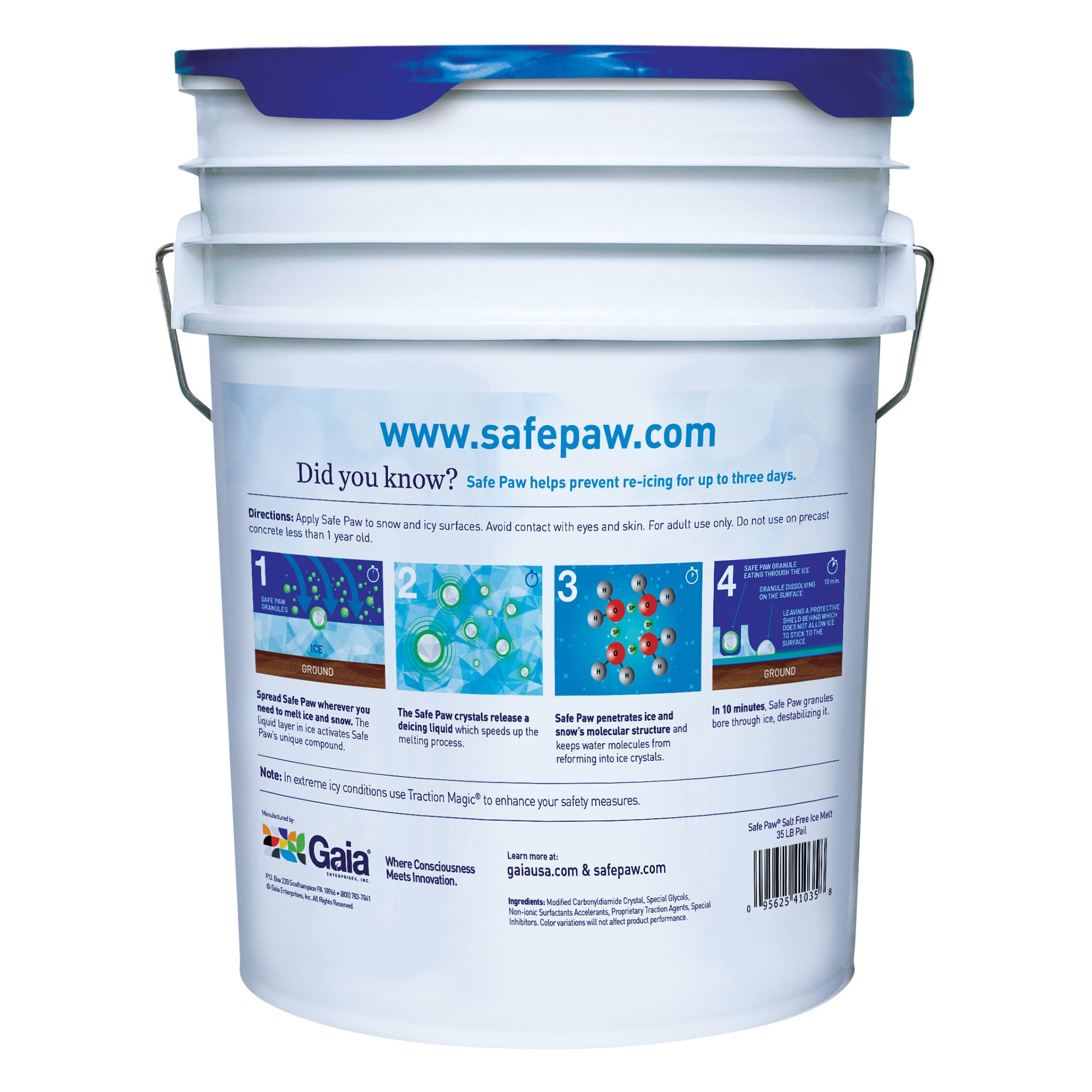 Safe Paw Dog Pet Powerful Saltless Ice Melt for Various Terrain, 35 Pound Pail (Refurbished)