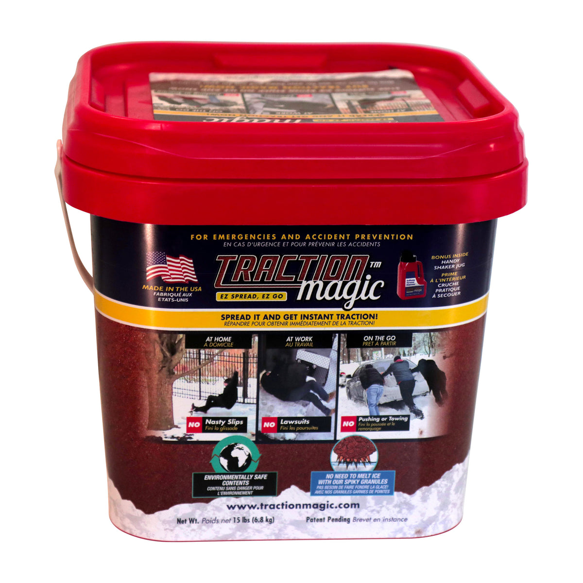 Traction Magic Quick Application All Natural Ice and Snow Melter, 15 Lb Bucket (Refurbished)