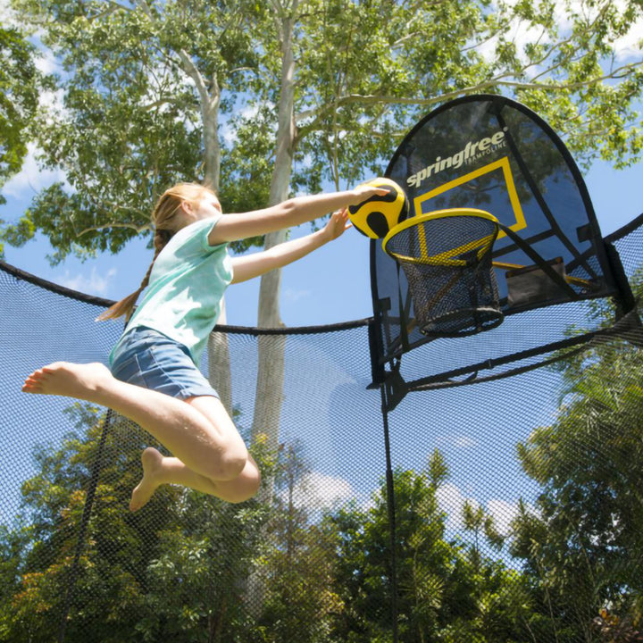 Springfree Trampoline Outdoor Jumping Basketball Game FlexrHoop, Black(Open Box)