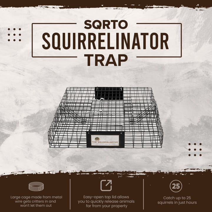 Rugged Ranch SQRTO Squirrelinator Trap CatchMor Live Animal 2 Door Metal Cage - VMInnovations