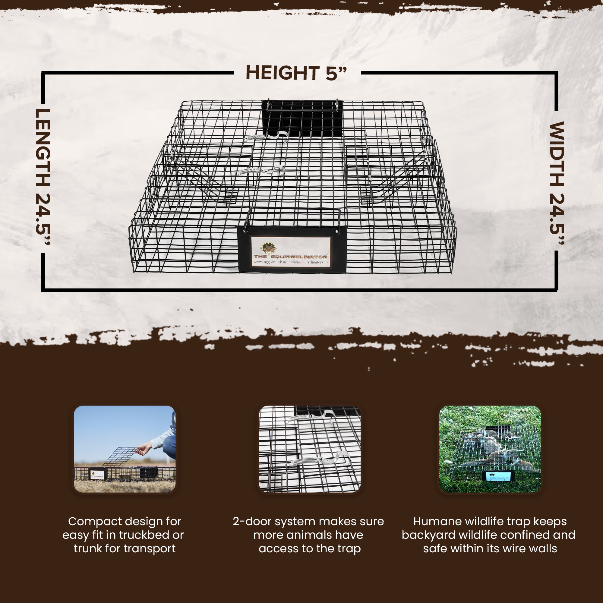 Rugged Ranch SQRTO Squirrelinator Trap CatchMor Live Animal 2 Door Metal Cage (Refurbished)
