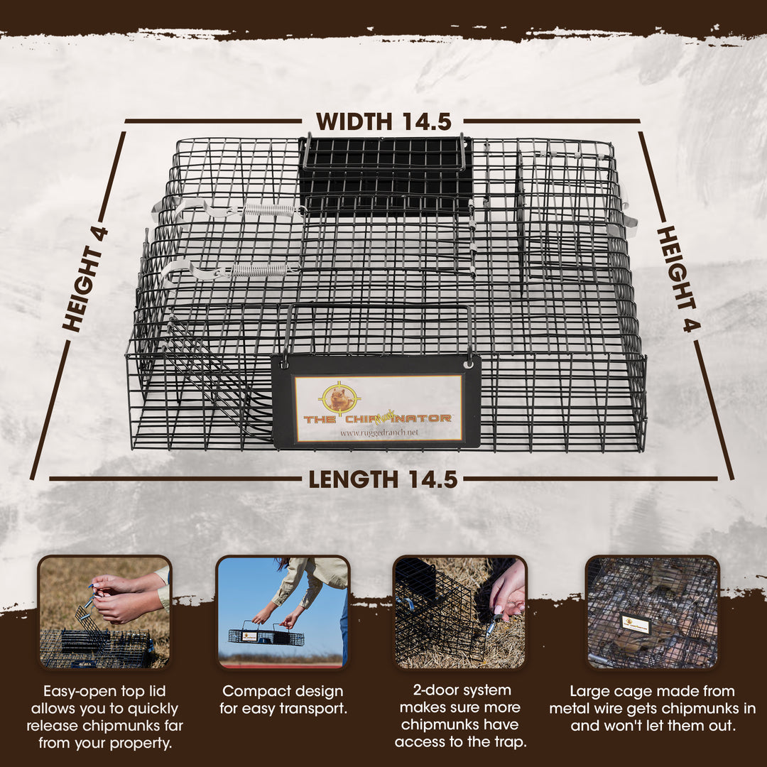 Rugged Ranch CHPTO Live Chipmunk Squirrel Metal 2 Door Trap Cage (Open Box)