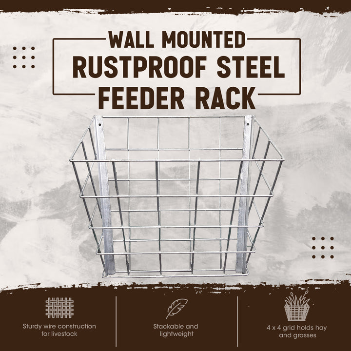 Rugged Ranch Wall Mounted Rustproof Steel Sheep & Goat Livestock Hay Feeder Rack