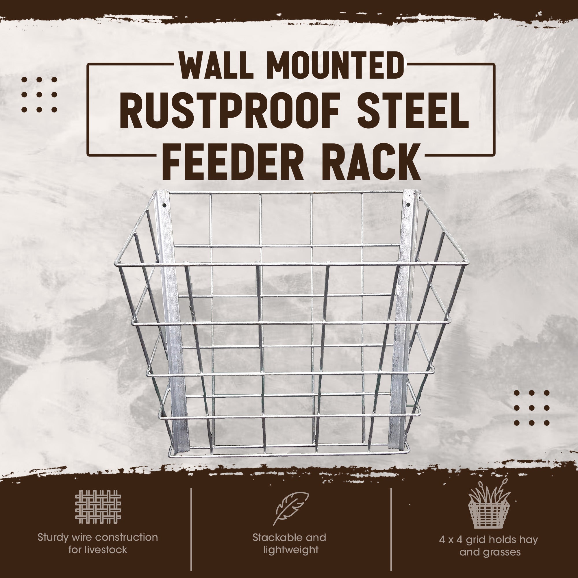 Rugged Ranch Rustproof Steel Sheep & Goat Livestock Hay Feeder Rack (Open Box) - VMInnovations
