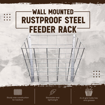 Rugged Ranch Rustproof Steel Sheep & Goat Livestock Hay Feeder Rack (Open Box) - VMInnovations