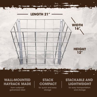 Rugged Ranch Wall Mounted Rustproof Steel Sheep & Goat Livestock Hay Feeder Rack