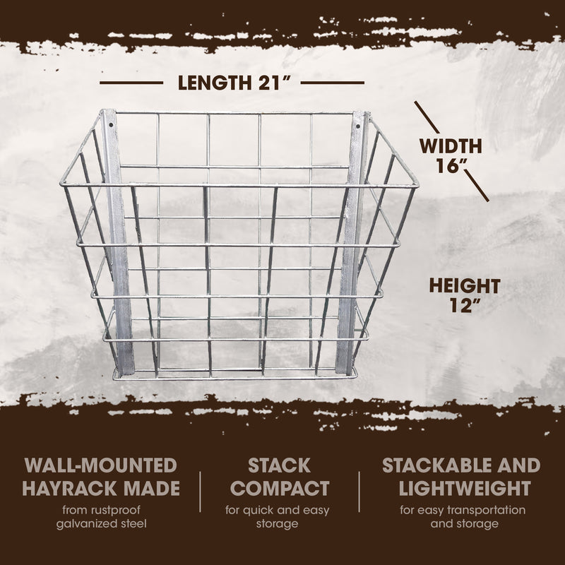 Rugged Ranch Wall Mounted Rustproof Steel Sheep & Goat Livestock Hay Feeder Rack