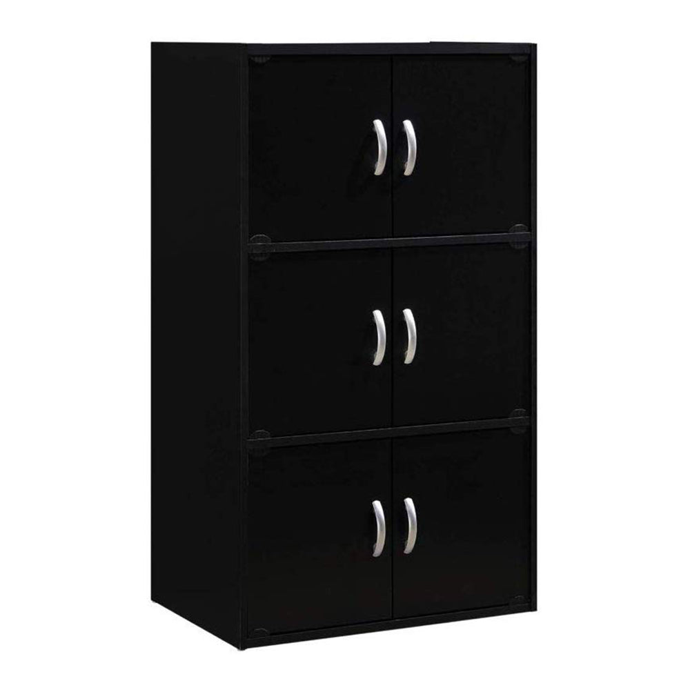 HID33 Home 6-Door 3-Shelves Bookcase Enclosed Storage Cabinet, Black (Used) - VMInnovations