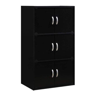 HID33 Home 6-Door 3-Shelves Bookcase Enclosed Storage Cabinet, Black (Used) - VMInnovations