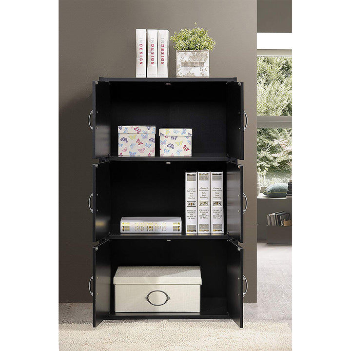 Hodedah Home 6-Door 3-Shelves Bookcase Enclosed Storage Cabinet (Open Box) - VMInnovations