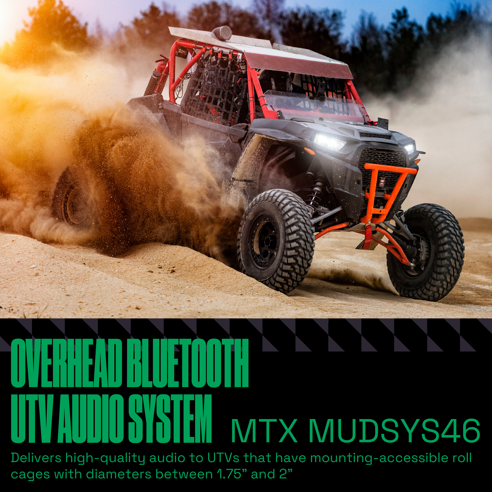MTX Mud Series Bluetooth 4 Speaker Overhead UTV Audio Sound Bar System(Open Box) - VMInnovations