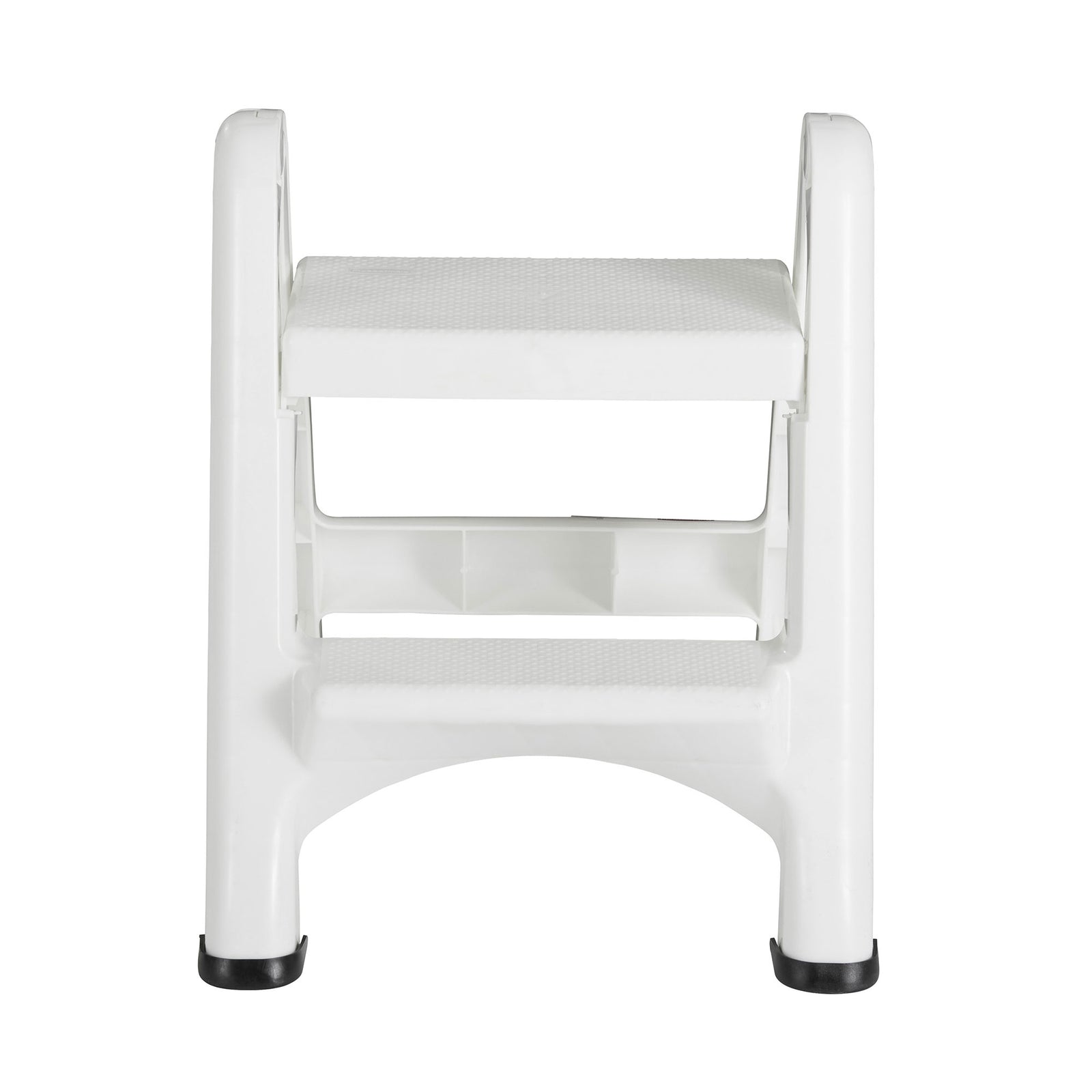 Rubbermaid EZ Two Step Durable Folding Plastic Ladder Step Stool, White - VMInnovations