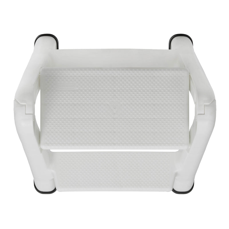 Rubbermaid EZ Two Step Durable Folding Plastic Ladder Step Stool, White