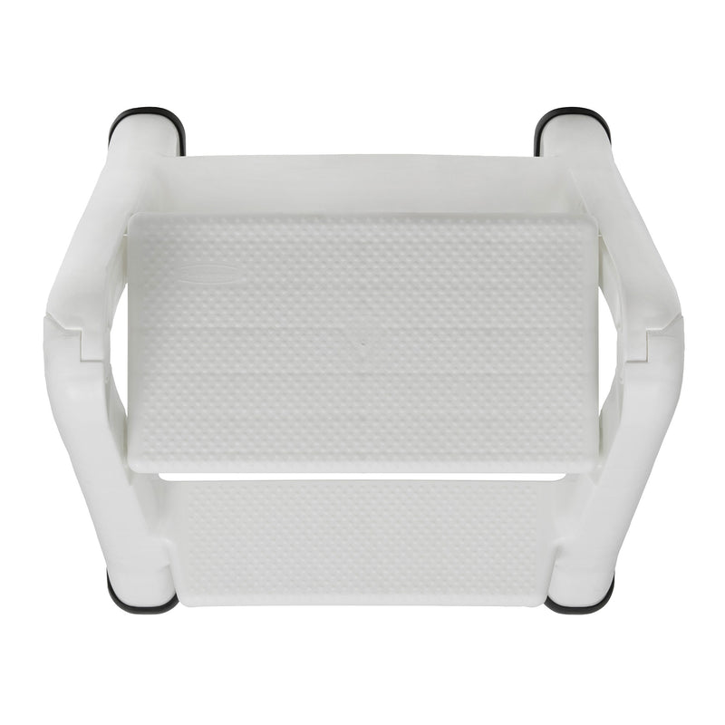 Rubbermaid EZ Step 2 Step Folding Step Stool with Foot Pads, White (Used)
