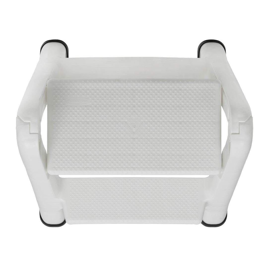 Rubbermaid EZ Two Step Durable Folding Plastic Ladder Step Stool, White - VMInnovations