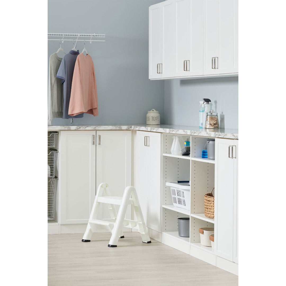 Rubbermaid EZ Step 2 Step Folding Step Stool with Foot Pads, White (Used) - VMInnovations