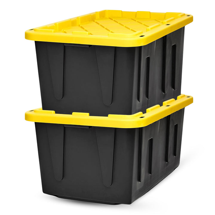 Homz Durabit 27 Gallon Stackable Home Storage Container Lidded Tote Bins, 2 Pack