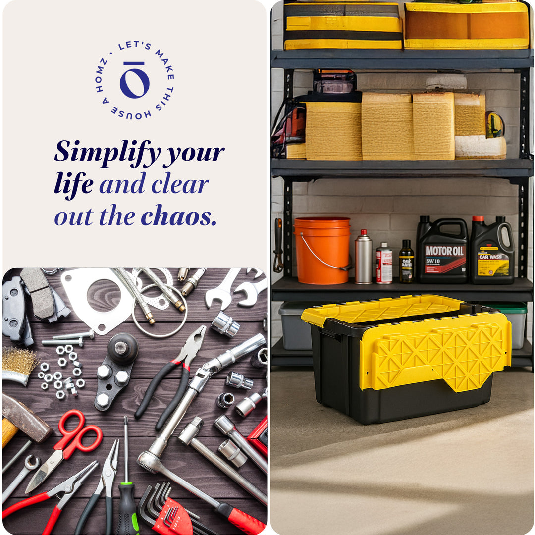 Homz Durabilt 15 Gallon Tough Flip Lid Storage Container (6 Pack) (Open Box)