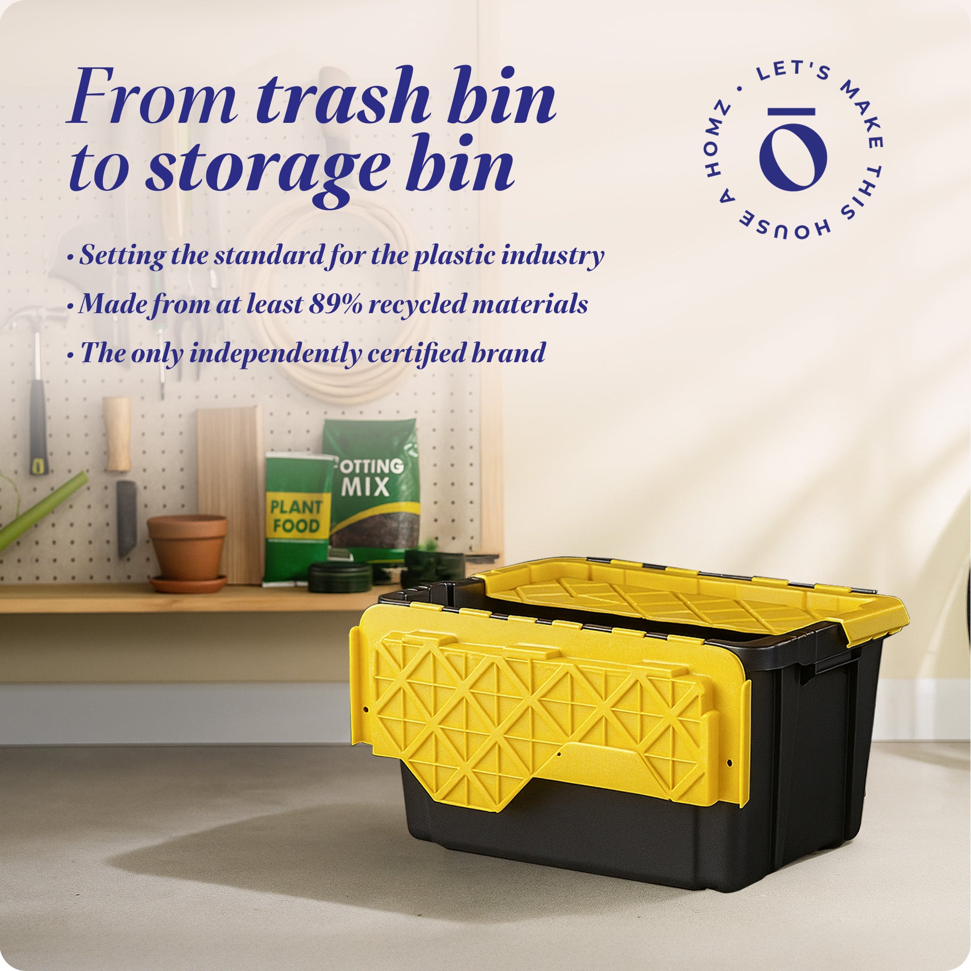 Homz Durabilt 15 Gallon Tough Flip Lid Storage Container (6 Pack) (Open Box) - VMInnovations