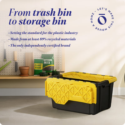 Homz Durabilt 15 Gallon Tough Flip Lid Storage Container (6 Pack) (Open Box) - VMInnovations