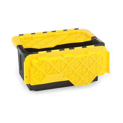 Homz Durabilt 15 Gallon Tough Flip Lid Storage Container, Black/Yellow (6 Pack)