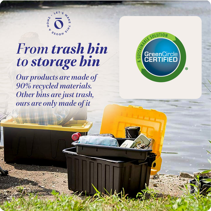 Homz Durabilt 15 Gallon Tough Flip Lid Storage Container (6 Pack) (Open Box)
