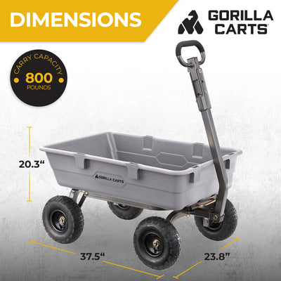 Gorilla Carts 800 Pound Capacity Poly Yard Dump Utility Cart, Gray (Used)