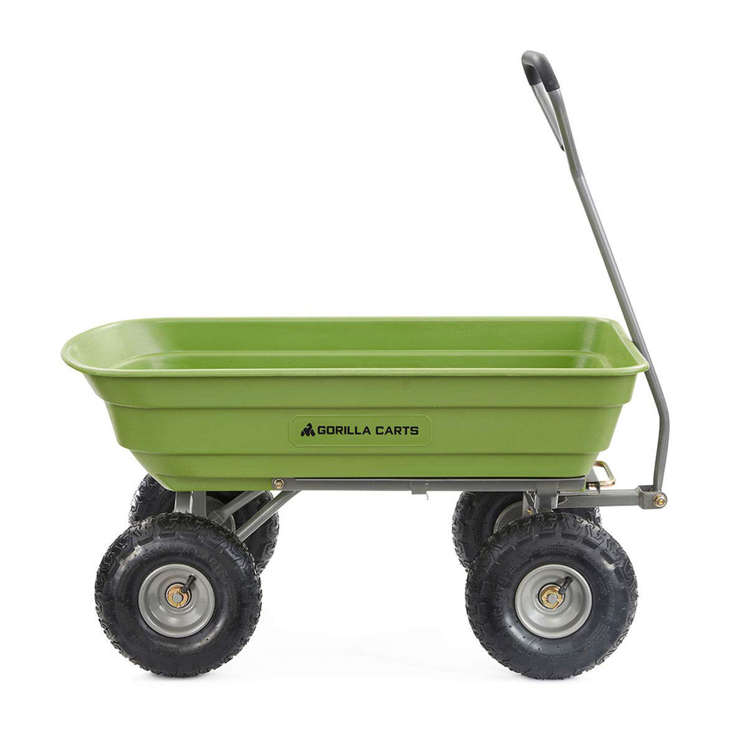 Gorilla Carts Heavy Duty Poly Yard Dump Cart, Lawn & Garden Wagon, 600 Lb, Green - VMInnovations