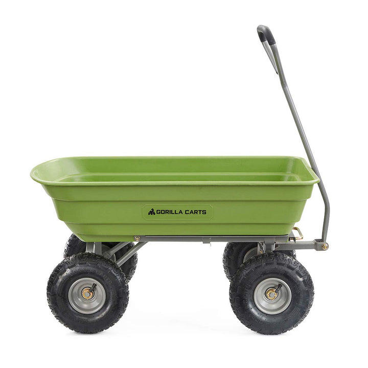 Gorilla Carts Heavy Duty Poly Yard Dump Cart, Lawn & Garden Wagon, 600 Lb, Green - VMInnovations