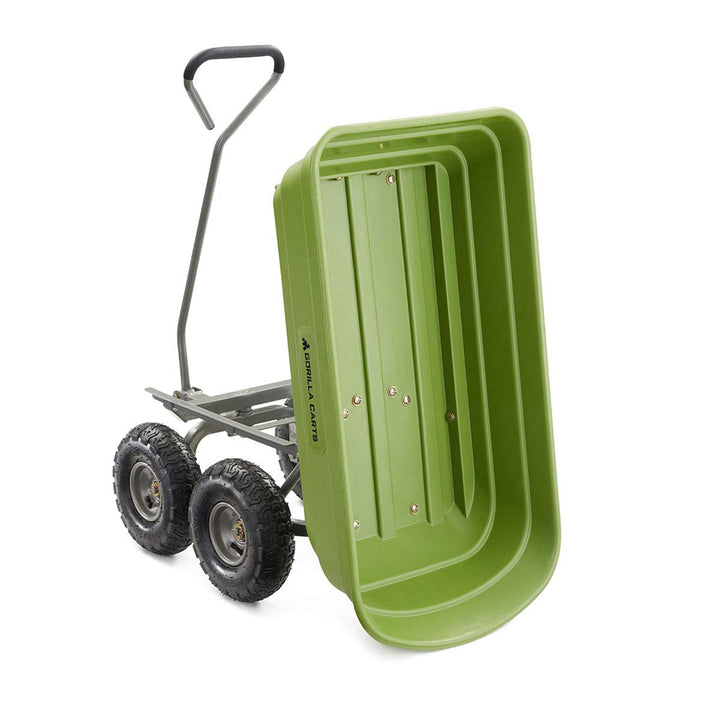 Gorilla Carts Heavy Duty Poly Yard Dump Cart, Lawn & Garden Wagon, 600 Lb, Green - VMInnovations
